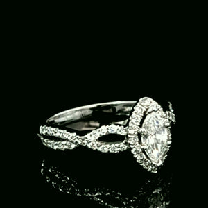 0.50ct Marquise Cut Diamond Centre | 0.50cts Round Brilliant Cut Diamonds | Designer Ring | 14kt White Gold