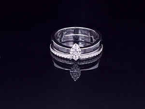 0.590 [56] Round Brilliant and Marquise Cut Diamonds | Designer Rotating Twinset Ring | 18kt White Gold