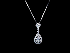 0.500cts Round Brilliant and Baguette Cut Diamonds | Designer Necklace | 18kt White Gold