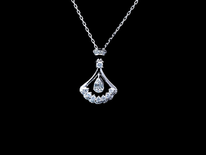 0.30cts Round Brilliant and Baguette Cut Diamonds | Designer Necklace | 18kt White Gold