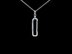 0.10cts Round Brilliant Cut Diamonds | Designer Paperclip Pendant and Chain | 14kt White Gold