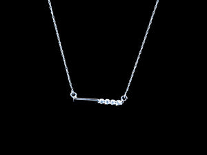 0.150cts [4] Round Brilliant Cut Diamonds | Horizontal Bar Necklace | 14kt White Gold