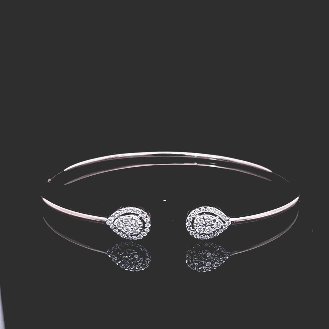 0.45cts [50] Round Brilliant Cut Diamonds | Designer Pear Shape Flex Bangle | Open Shank | 18kt Rose and White Gold