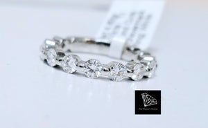 1.10cts [11] Round Brilliant Cut Diamonds | Designer Shared Prong 3/4 Eternity Ring | Forevermark | Platinum