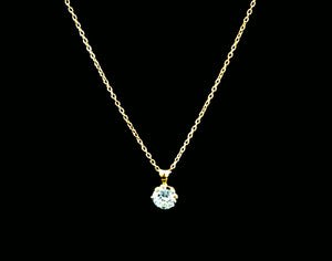 0.860ct Round / Old Cut Diamond | Solitaire Design Pendant with Chain | 18kt Yellow Gold