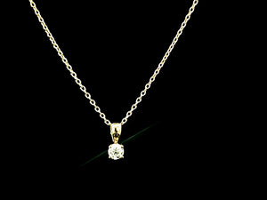 0.20ct Round Brilliant Cut Diamond | Designer Solitaire Pendant with Chain | 18kt Yellow Gold