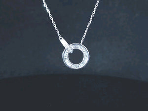 0.350cts Round Brilliant and Baguette Cut Diamonds | Designer Circle of Life Necklace | 18kt White Gold