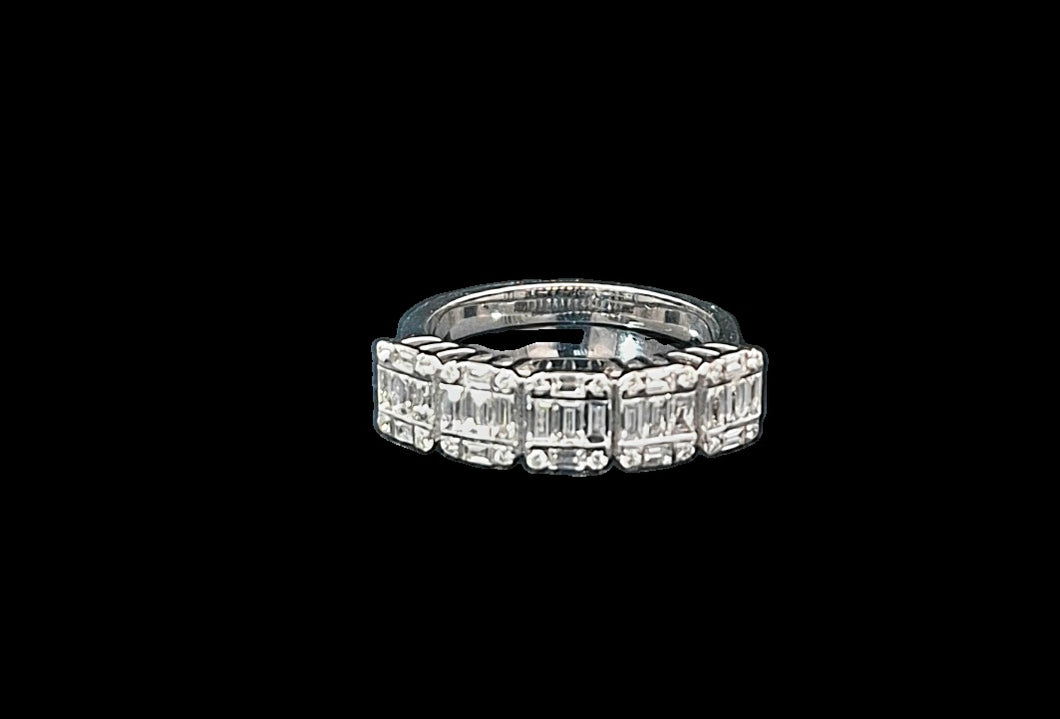 1.10cts [55] Round Brilliant and Baguette Cut Diamonds | Half Eternity Ring | 18kt White Gold